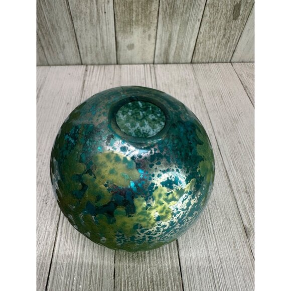 Vtg Glass Decorative Blue and Golden Balls Ornamental Holiday Decor 4" DIA Set 2 - Picture 4 of 8